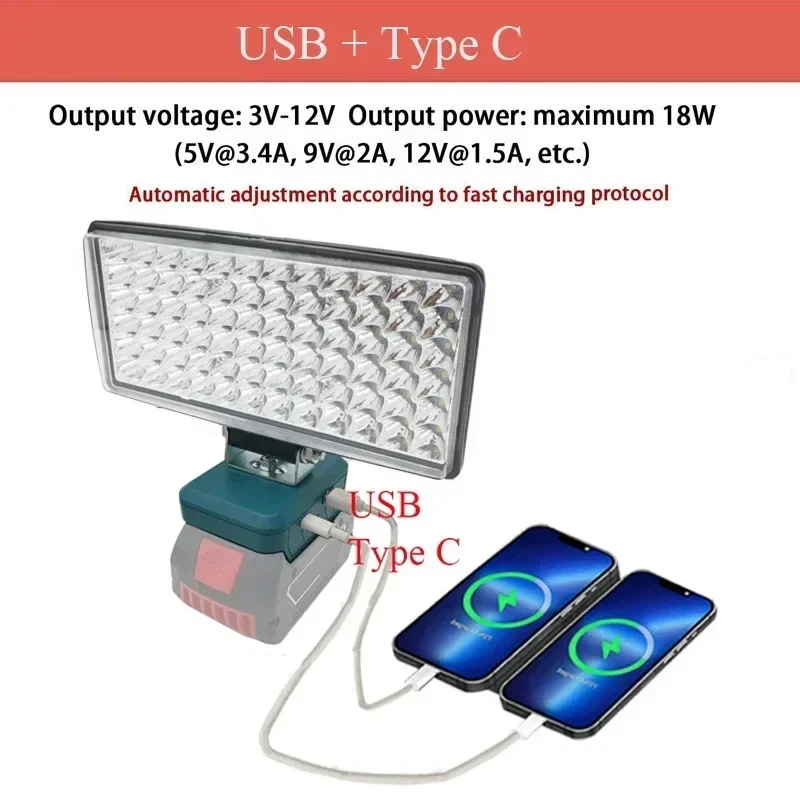72 Bead Car LED Work Light Flashlight Torch For Milwaukee 18V 20V Li-ion Battery, view 35