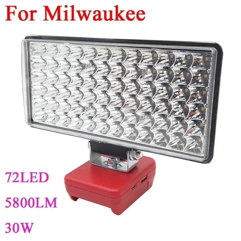 72 Bead Car LED Work Light Flashlight Torch For Milwaukee 18V 20V Li-ion Battery, view 38