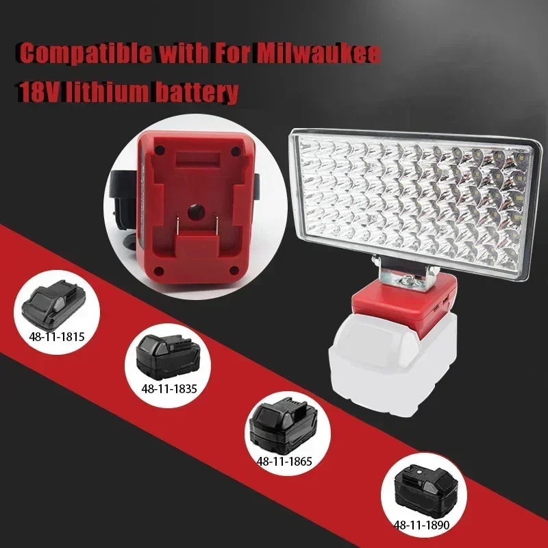 72 Bead Car LED Work Light Flashlight Torch For Milwaukee 18V 20V Li-ion Battery, view 39