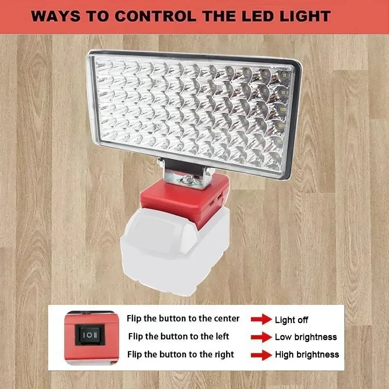 72 Bead Car LED Work Light Flashlight Torch For Milwaukee 18V 20V Li-ion Battery, view 40
