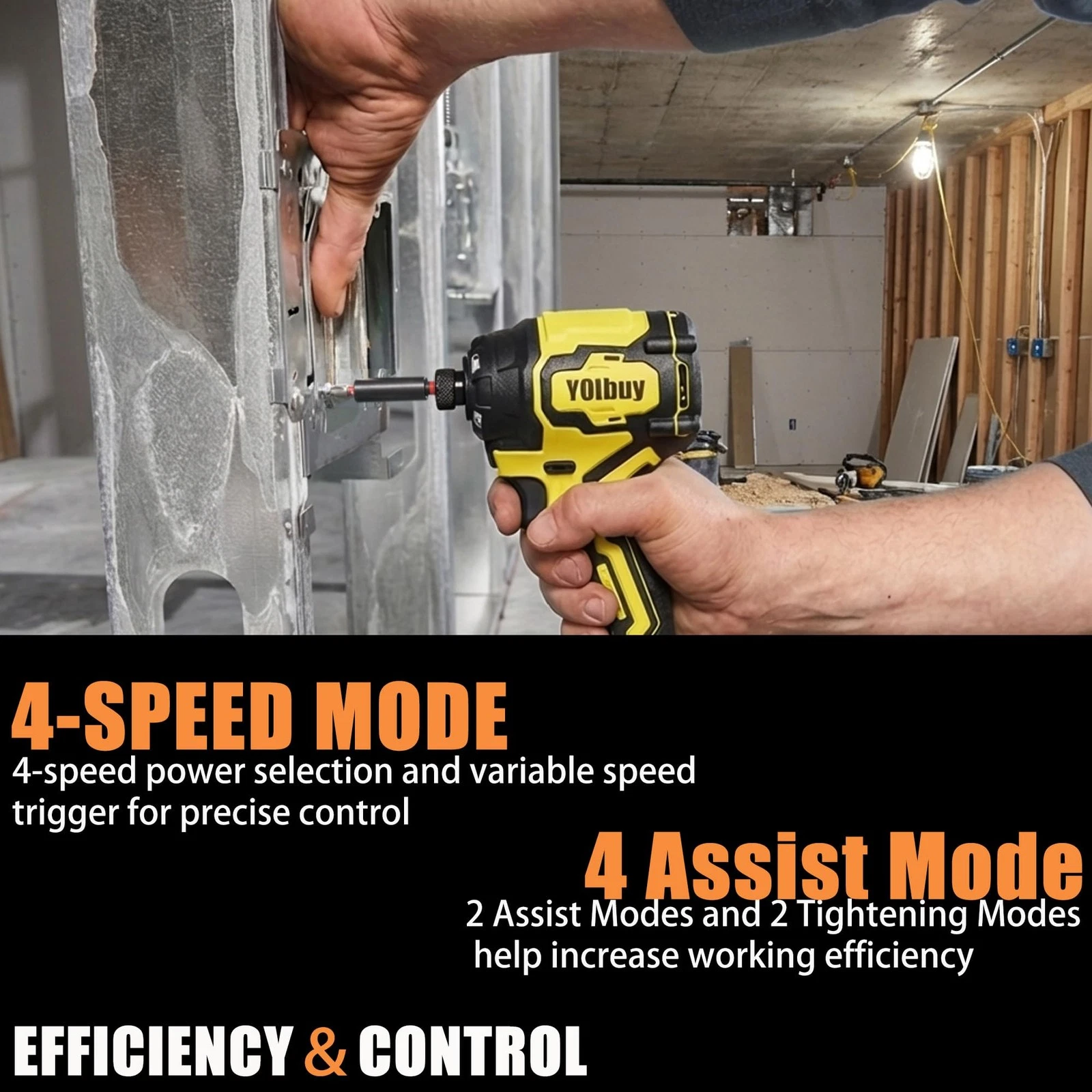 YOIbuy Cordless Impact Driver 1/4 inch, Compact Design, Head length Only 4-1/..., view 4