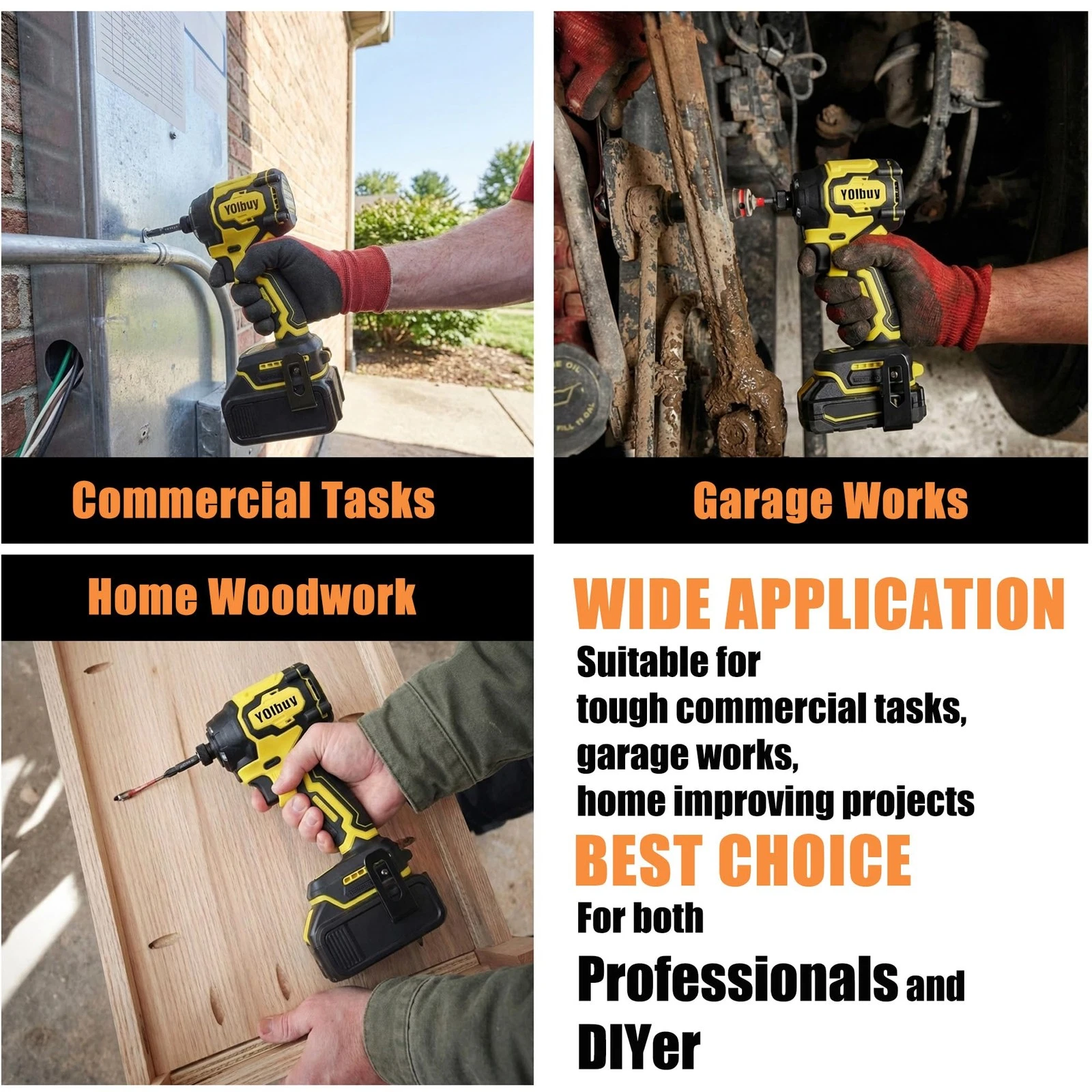 YOIbuy Cordless Impact Driver 1/4 inch, Compact Design, Head length Only 4-1/..., view 6