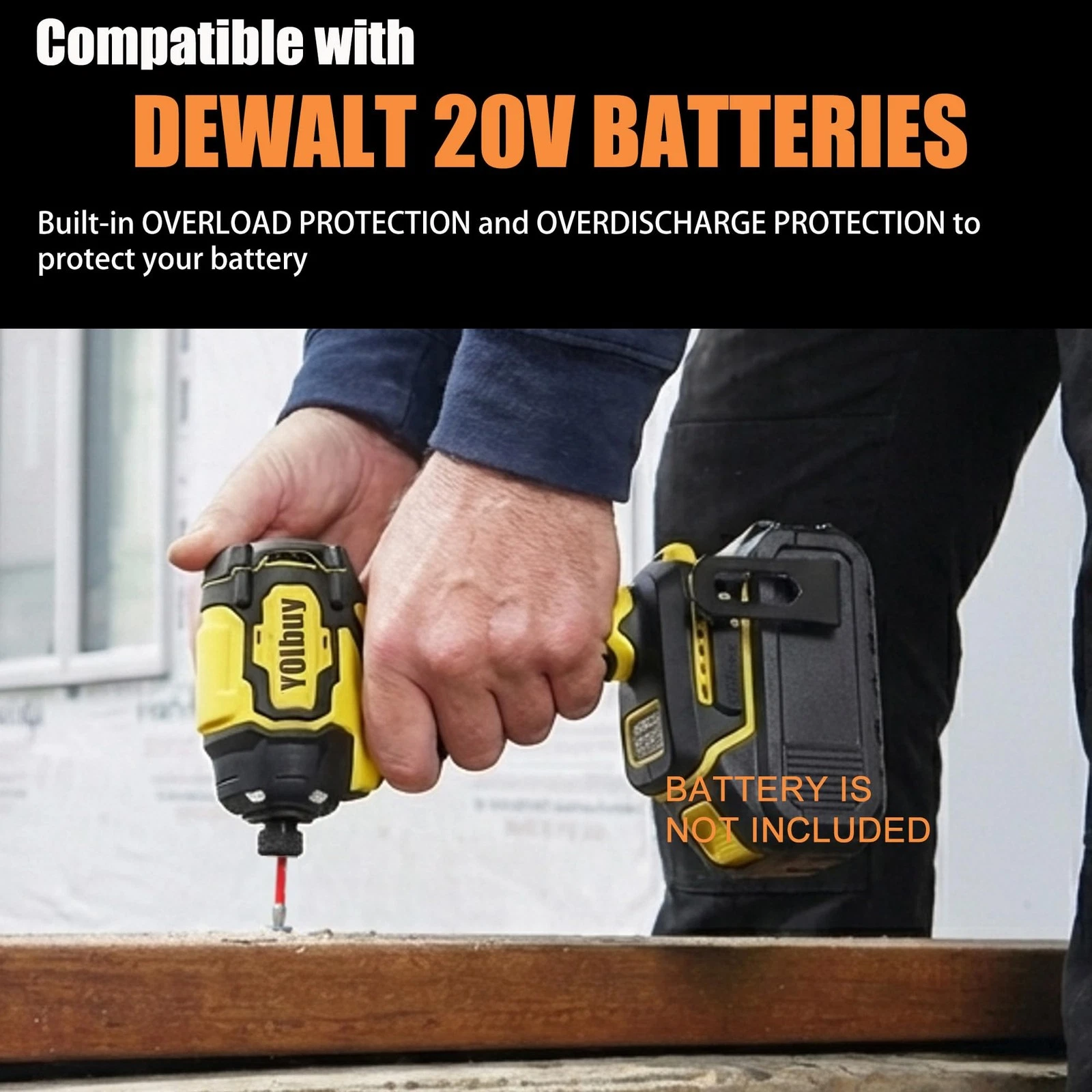 YOIbuy Cordless Impact Driver 1/4 inch, Compact Design, Head length Only 4-1/..., view 7