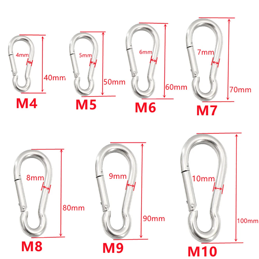 Small & Large CARABINER CLIP - HARDWARE Stainless Steel - WILL NOT RUST OUTDOORS