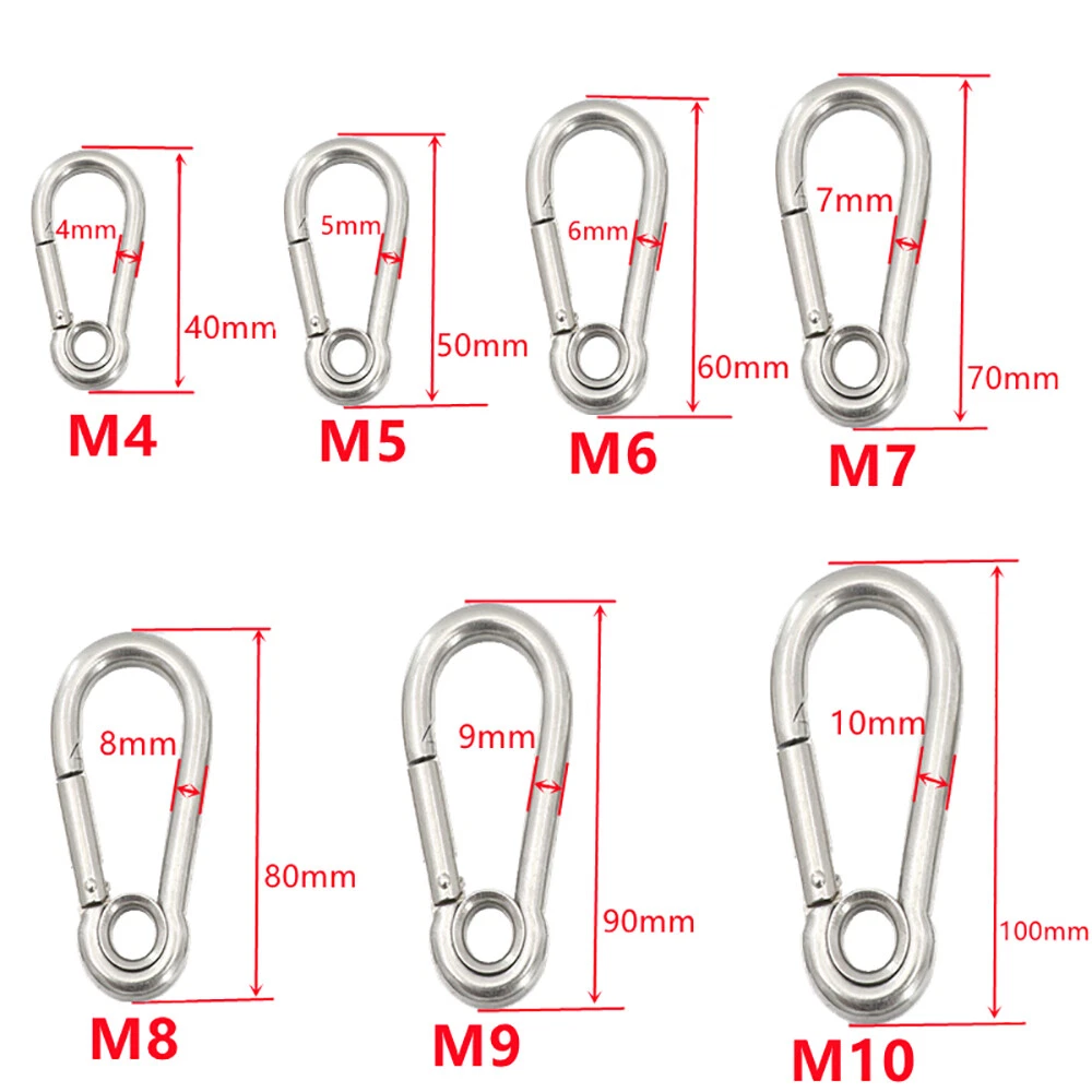 Small & Large CARABINER CLIP - HARDWARE Stainless Steel - WILL NOT RUST OUTDOORS, view 2