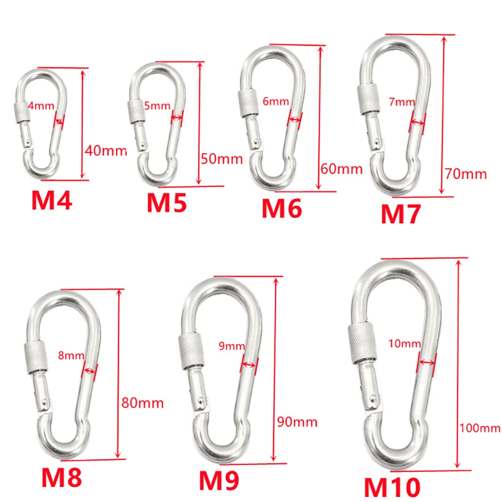 Small & Large CARABINER CLIP - HARDWARE Stainless Steel - WILL NOT RUST OUTDOORS, view 3