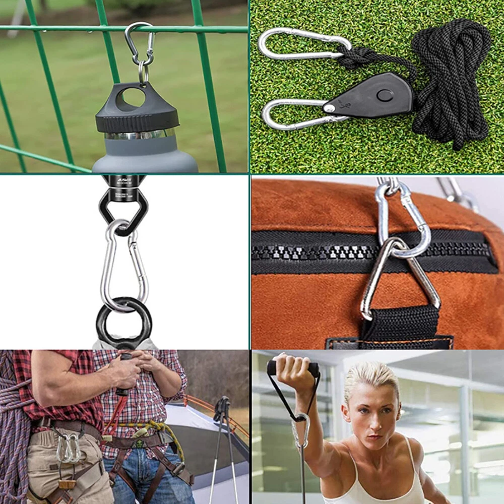 Small & Large CARABINER CLIP - HARDWARE Stainless Steel - WILL NOT RUST OUTDOORS, view 6