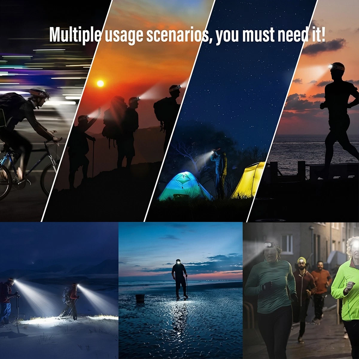 Headlamp Rechargeable Super Bright LED Head Light Forehead Flashlight Fr Outdoor, view 8