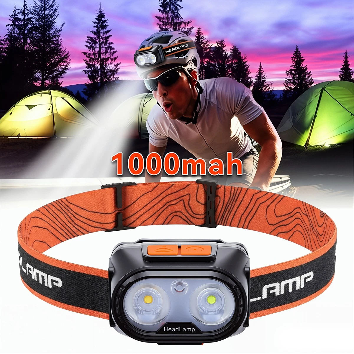 Headlamp Rechargeable Super Bright LED Head Light Forehead Flashlight Fr Outdoor, view 9